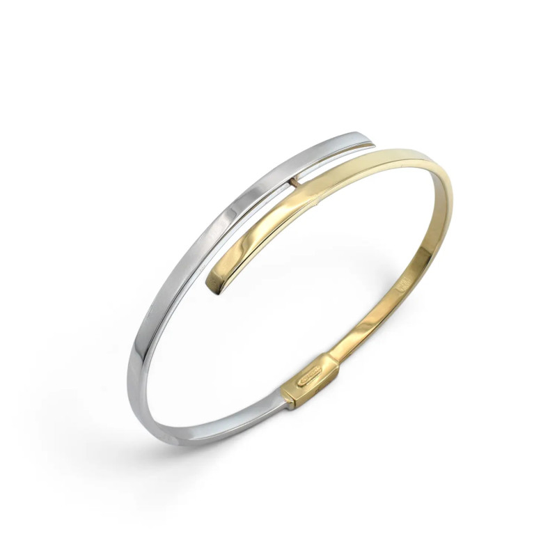 Bracciale Rigido Contrariè Oro Bicolore 18kt Giallo e Bianco - 12 gr