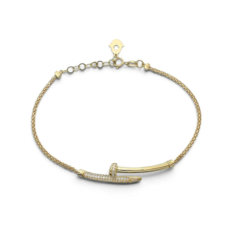 Pulsera de oro amarillo de 18 quilates con circonitas, 21 cm - 3,7 g