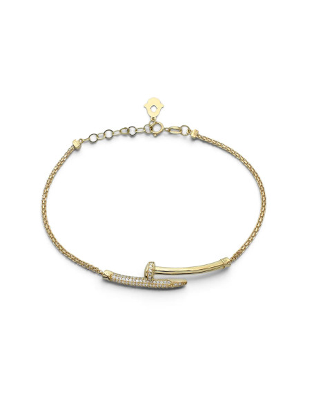 Bracciale Oro Giallo 18kt Modello Chiodo con Zirconi 21 cm - 3,7 gr