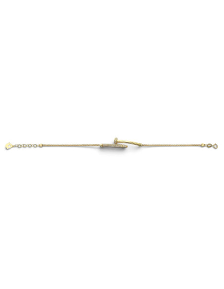 Bracciale Oro Giallo 18kt Modello Chiodo con Zirconi 21 cm - 3,7 gr
