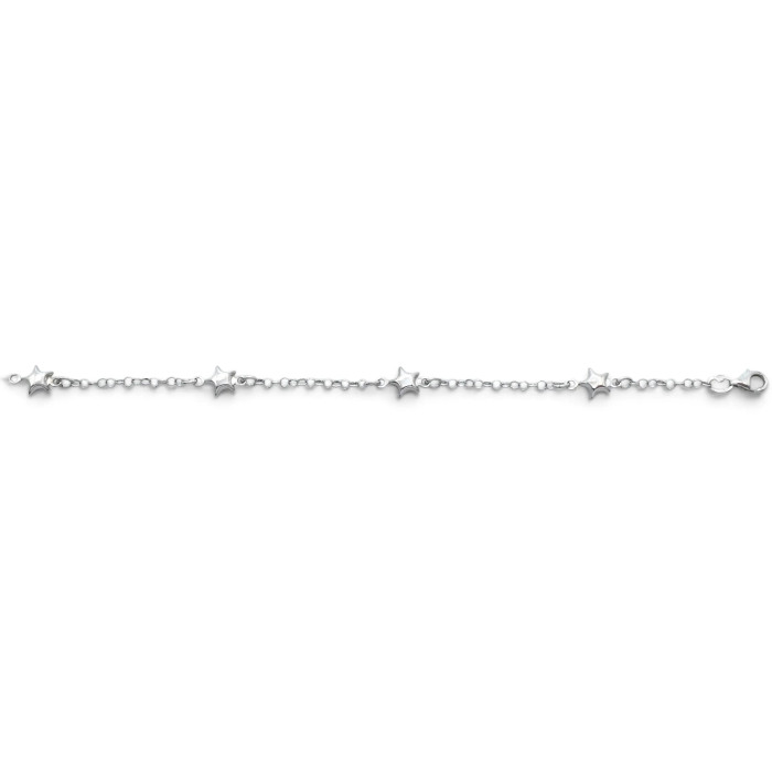 18kt White Gold Rolo Bracelet with Alternating Stars 17 cm - 3.4 gr