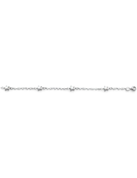 Bracciale Rolò Oro Bianco 18kt con Stelline Alternate 17 cm - 3,4 gr