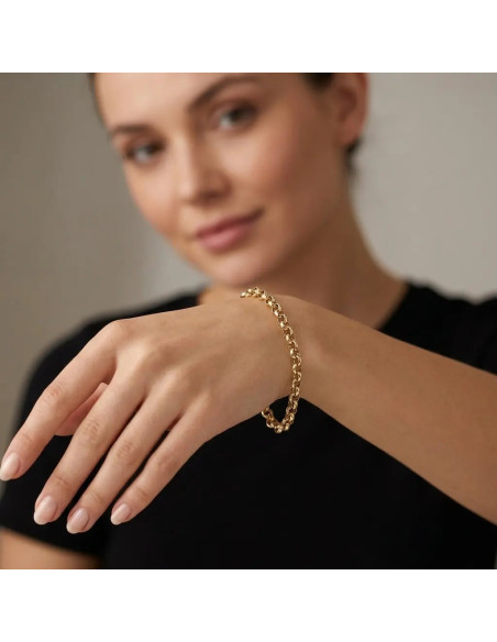 Poliertes Rolo-Armband aus 18-karätigem Gelbgold, 21 cm, 6,8 g | Stella Maris
