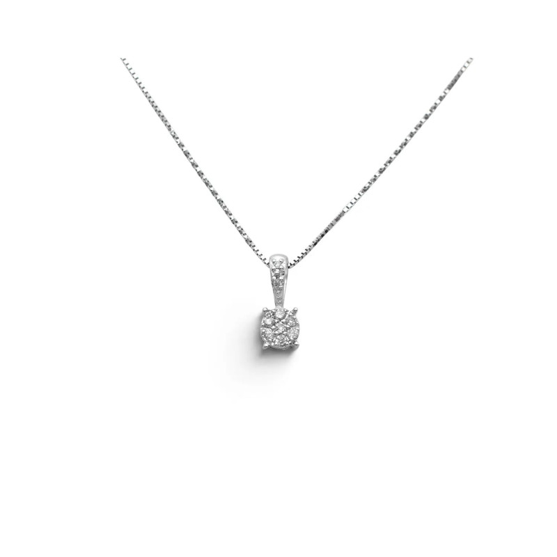 Punktförmige Halskette aus 18-karätigem Weißgold mit Diamantanhänger – 0,05 ct