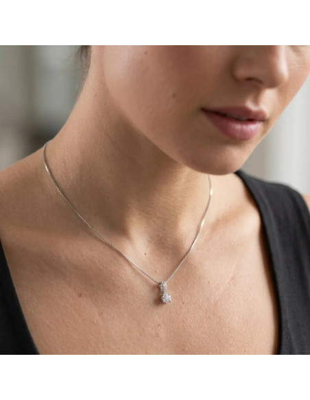 Punktförmige Halskette aus 18-karätigem Weißgold mit Diamantanhänger – 0,05 ct
