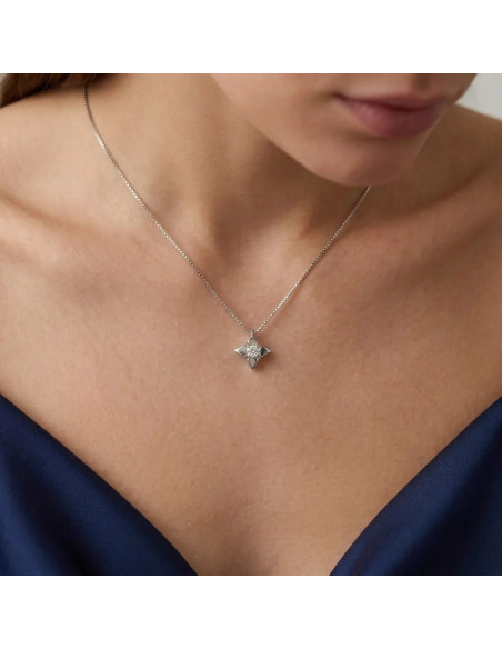 Collar Point Light de oro blanco de 18 quilates con diamante de 0,15 ct - 1,50 gr