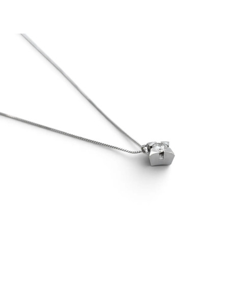 Punktförmige Halskette aus 18-karätigem Weißgold mit 0,15 ct Diamanten – 1,50 g