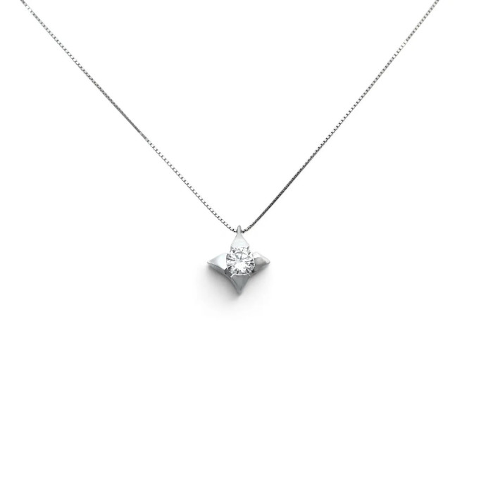 Collana Punto Luce Oro Bianco 18kt con Diamante 0,15 ct - 1,50 gr