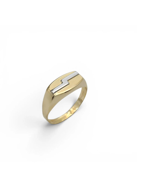 Zweifarbiger Herrenring aus 18-karätigem Gold mit polierter Ringschiene – 3,2 g