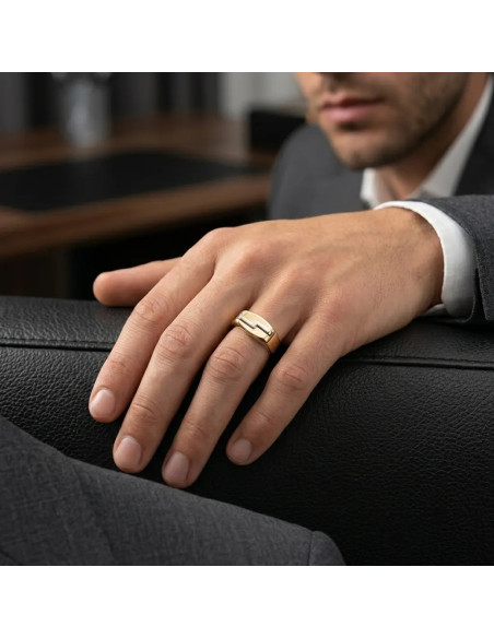 Anillo de oro de 18 quilates bicolor para hombre con banda pulida - 3,2 g