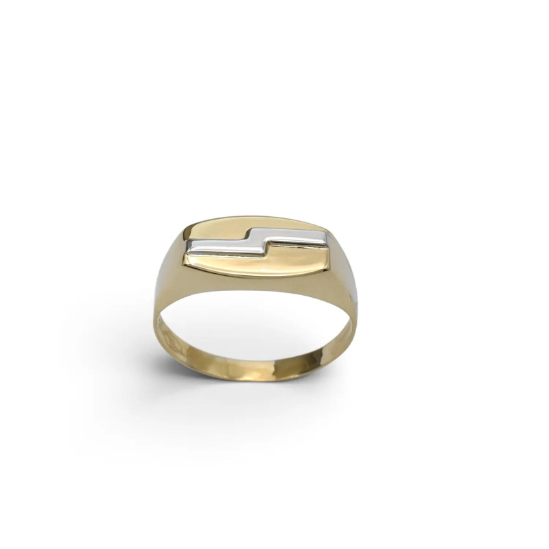 Zweifarbiger Herrenring aus 18-karätigem Gold mit polierter Ringschiene – 3,2 g