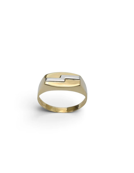 18kt Two-Tone Gold Men's Ring with Polished Band - 3.2g