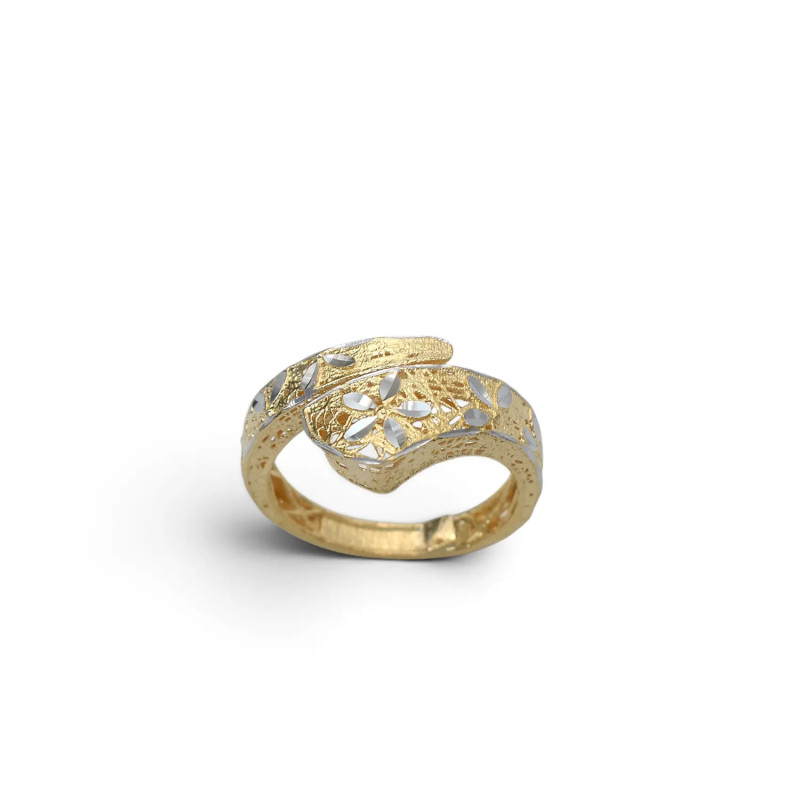 Anello Contrariè Serpente Oro Bicolore 18kt Traforato con Fiore - 3,3 gr