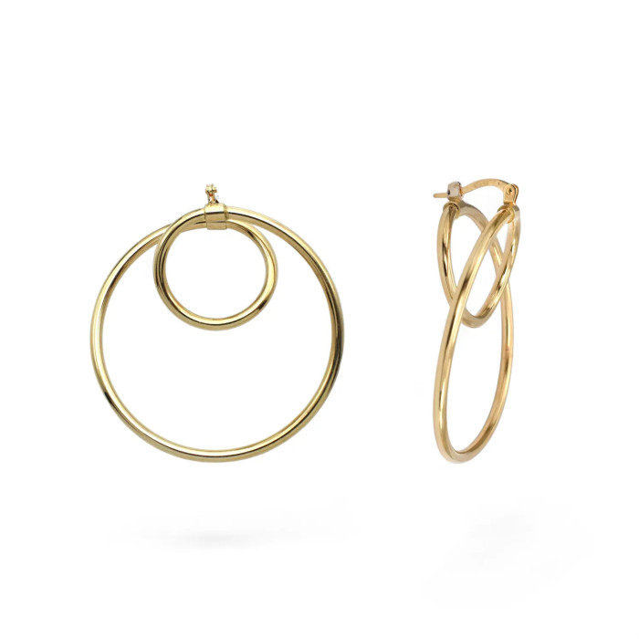 Orecchini a Cerchio Spirale Oro Giallo 18kt Lucidi 4 cm - 4 gr