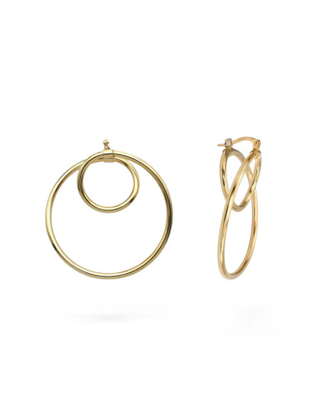 Pendientes de aro en espiral de oro amarillo de 18 quilates, pulidos, 4 cm - 4 gr