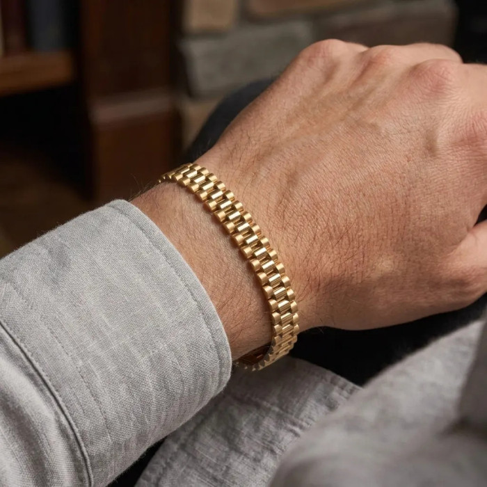Bracciale da Uomo Oro Giallo 18kt Modello Orologio President 24 cm - 46,9 gr 2