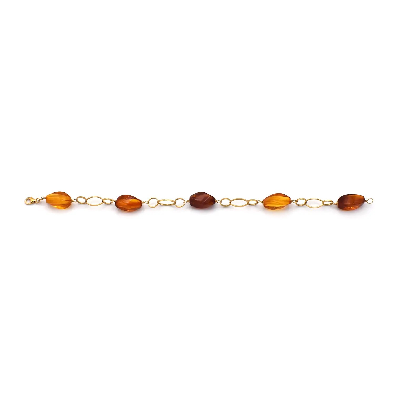 ANDANTE Bracciale In Ambra Baltica Vera E Argento 925 - Lunghezza Regolabile 19-21 Cm - Colori Ciliegia, Cognac, Limone - Certificato