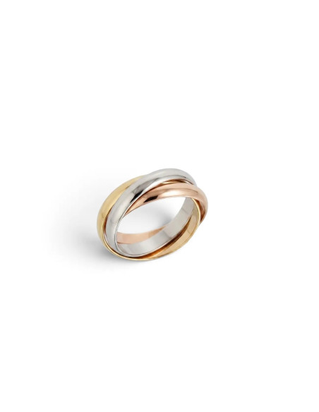 Anillo modelo Trinity en oro de 18 quilates con bandas entrelazadas. Talla 19 - 7,1 gramos.