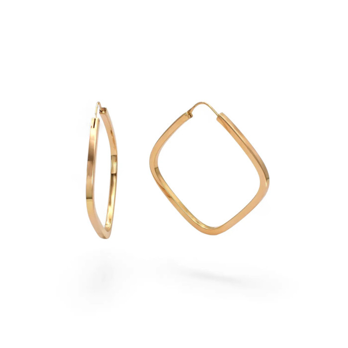 Creolen aus 18-karätigem Gelbgold mit geometrischem Rautenmuster, 4 cm – 8,6 g