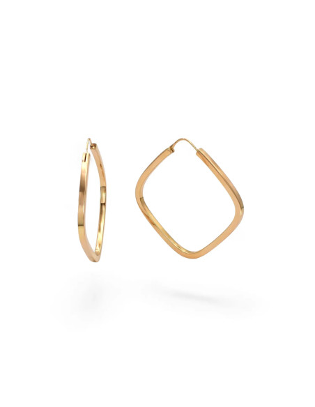 Orecchini a Cerchio Oro Giallo 18kt Design a Rombo Geometrico 4 cm - 8,6 gr