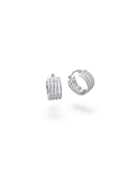 Pendientes de aro de oro blanco de 18 quilates con corte de diamante, 1,5 cm - 4,2 g