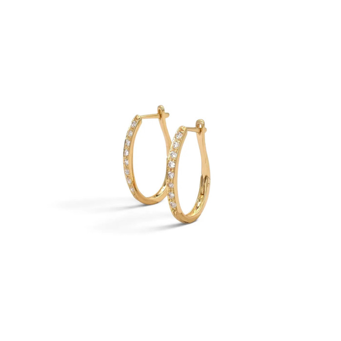 Orecchini Cerchio Allungato Oro Giallo 18kt Zirconi 4,2gr | Stella Maris