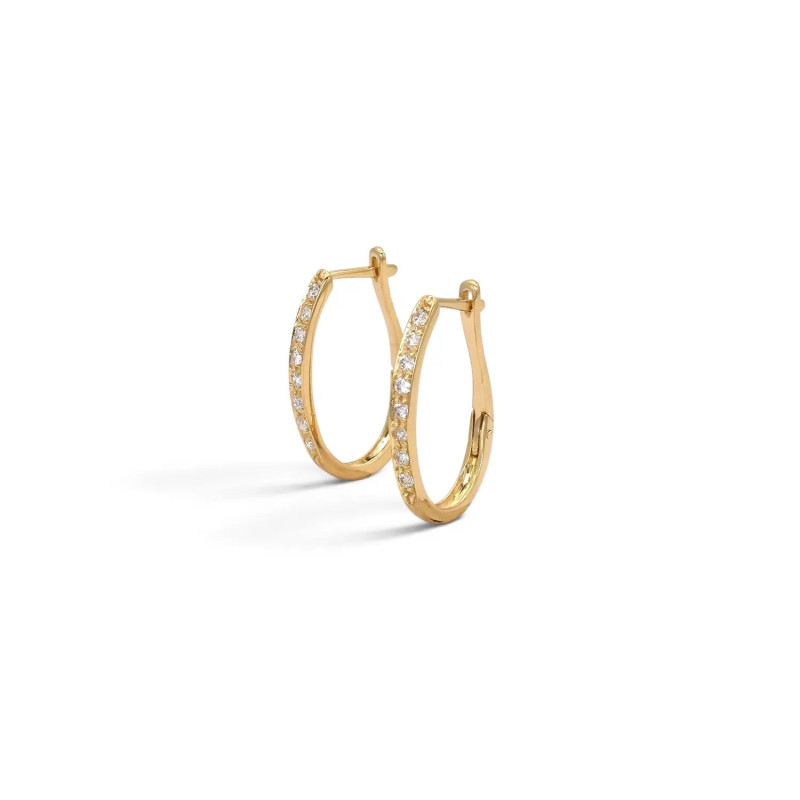 Orecchini Cerchio Allungato Oro Giallo 18kt Zirconi 4,2gr | Stella Maris