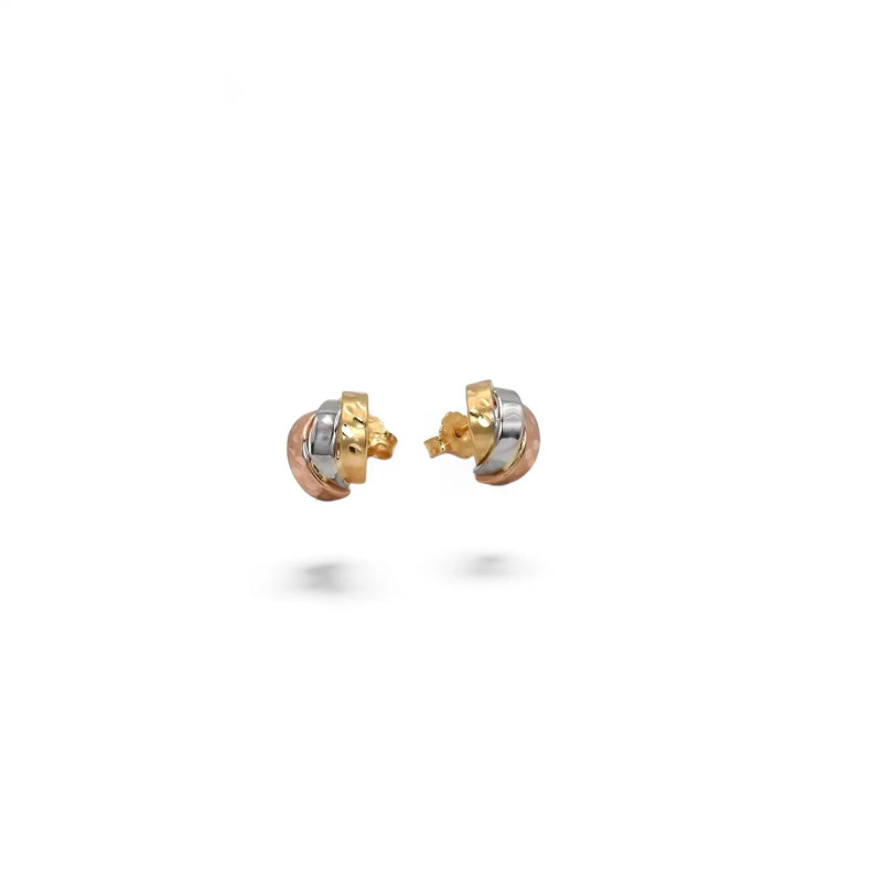 Dreifarbige Trinity-Ohrstecker aus 18-karätigem Gold, 1 cm – 1,5 g