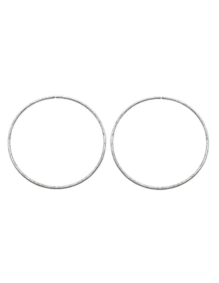 Große Creolen aus 18-karätigem Weißgold mit diamantgeschliffener Oberfläche, 7 cm – 9,1 g