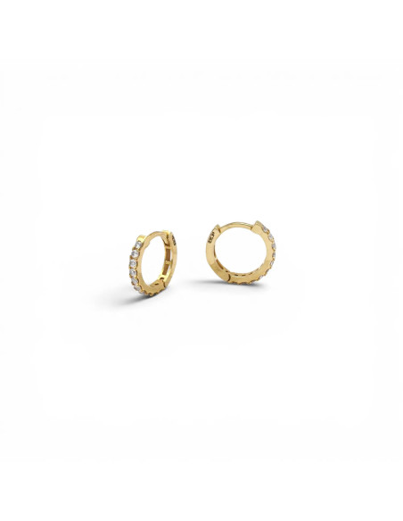Creolen aus 18-karätigem Gelbgold mit Zirkonia-Reihe, 1 cm – 1,9 g