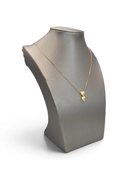 Collana Girocollo Oro Giallo 18kt con Pendente Doppio Cuore Spostato 45 cm - 4,1 gr