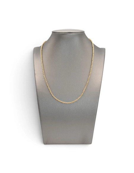 Torchon-Halskette aus 18-karätigem Gelbgold mit geflochtener venezianischer Weißgoldkette, 40 cm – 5,1 g