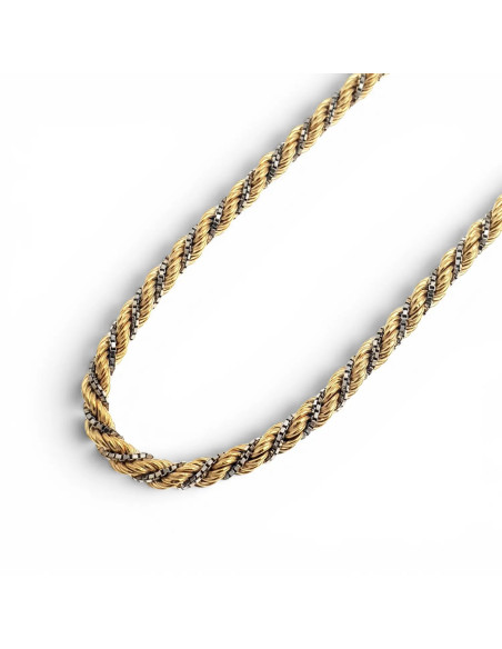 Collana Torchon Oro Giallo 18kt con Veneziana Intrecciata Oro Bianco 40 cm - 5,1 gr