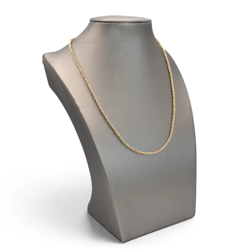 18kt Yellow Gold Torchon Necklace with White Gold Braided Venetian Chain 40 cm - 5.1 gr