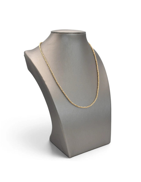18kt Yellow Gold Torchon Necklace with White Gold Braided Venetian Chain 40 cm - 5.1 gr