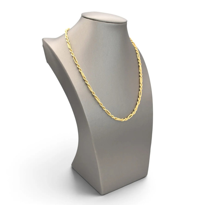 18kt Yellow Gold Torchon Necklace for Women with Alternating Sections, 45 cm - 8.5 g 2