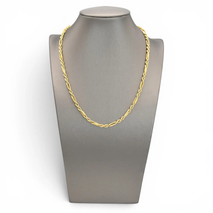 Torchon-Halskette aus 18-karätigem Gelbgold für Damen mit abwechselnden Elementen, 45 cm – 8,5 g