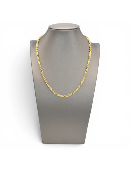 Torchon-Halskette aus 18-karätigem Gelbgold für Damen mit abwechselnden Elementen, 45 cm – 8,5 g