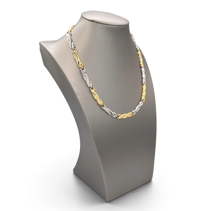 Collana Donna Oro Bicolore 18kt a Elementi Rigidi e Cerniere 42 cm - 26,9 gr