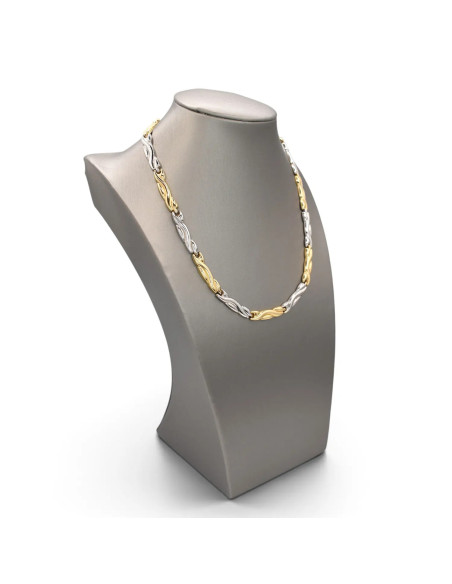 Collana Donna Oro Bicolore 18kt a Elementi Rigidi e Cerniere 42 cm - 26,9 gr
