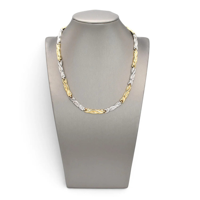 Collana Donna Oro Bicolore 18kt a Elementi Rigidi e Cerniere 42 cm - 26,9 gr