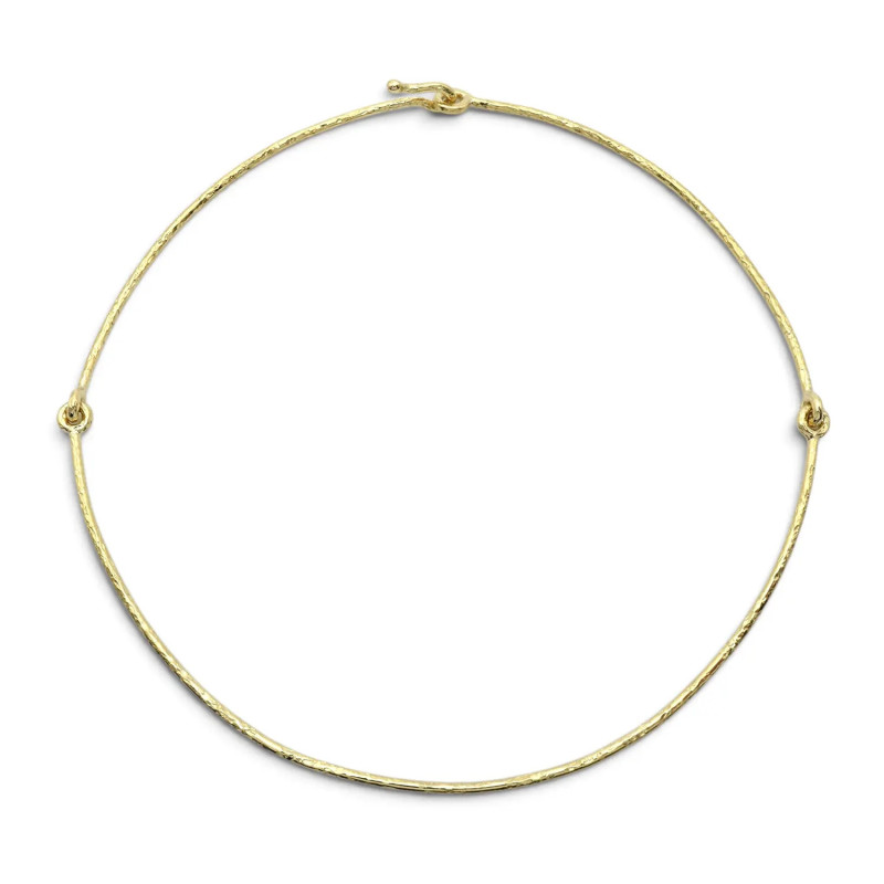 Collana Rigida Donna Oro Giallo 18kt Martellata con Cerniere Laterali - 23,6 gr