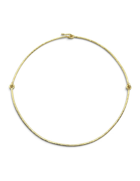 Collar rígido martillado de oro amarillo de 18 quilates para mujer con bisagras laterales - 23,6 g