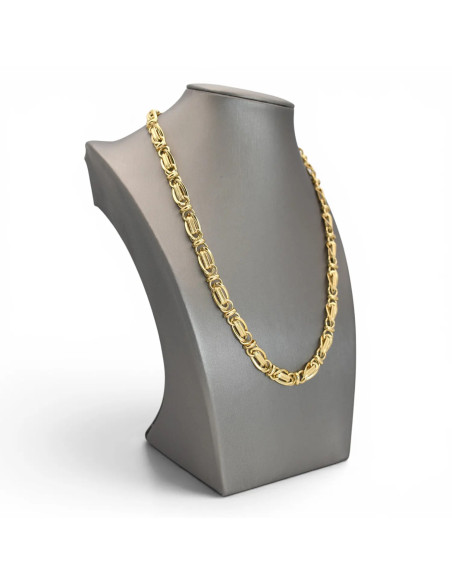 Collana Donna Oro Giallo 18kt Artlinea a Maglia Fantasia con Rubini Cabochon - 16,7 gr