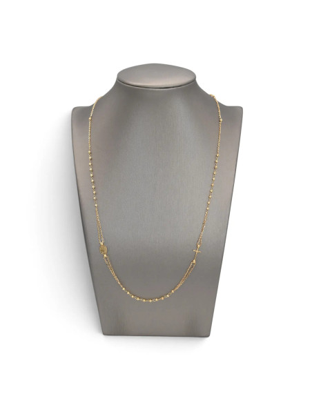 18kt Yellow Gold Women's Rosary Necklace with Medallion and Cross, 50 cm - 3.4 g