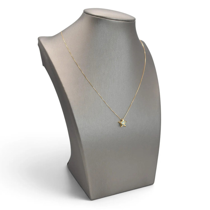 18kt Yellow Gold Venetian Necklace for Women with Blue Enamelled Star Pendant, 42 cm - 1.3 g 2