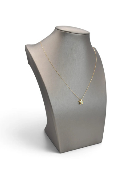 Collana Veneziana Donna Oro Giallo 18kt con Pendente Stella Smaltata Azzurra 42 cm - 1,3 gr