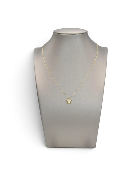 Collar veneciano de oro amarillo de 18 quilates para mujer con colgante de estrella esmaltada en azul, 42 cm - 1,3 g