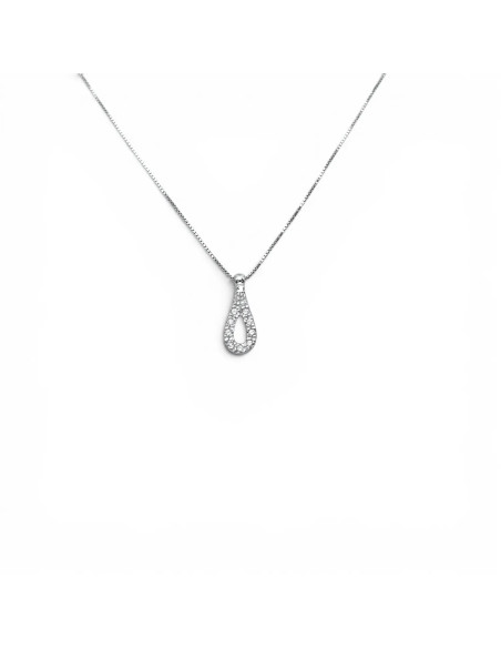 Venezianische Tropfenkette aus 18-karätigem Weißgold mit Zirkonia, 44 cm | Stella Maris