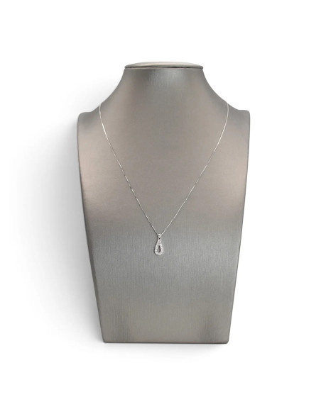 Collana Veneziana Donna Oro Bianco 18kt con Pendente a Goccia e Zirconi 44 cm - 2 gr
